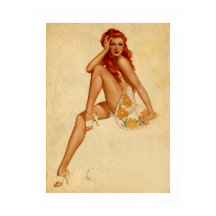  Retro Alberto Vargas Redhead Pin Up Girl