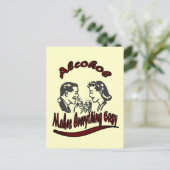 retro-alcohol maakt alles gemakkelijk briefkaart (Staand voorkant)