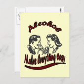 retro-alcohol maakt alles gemakkelijk briefkaart (Voorkant / Achterkant)