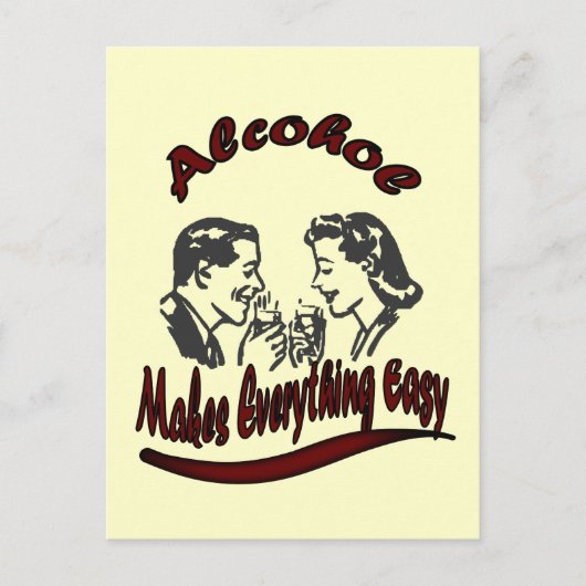 retro-alcohol maakt alles gemakkelijk briefkaart (Voorkant)