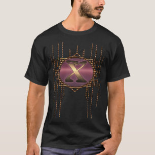 Retro alfabet Glamour Initiaal Letter X Mo T-shirt