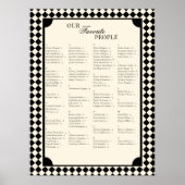 Retro Alfabetische Trouwstoelindeling Poster (Voorkant)