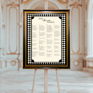 Retro Alfabetische Trouwstoelindeling Poster