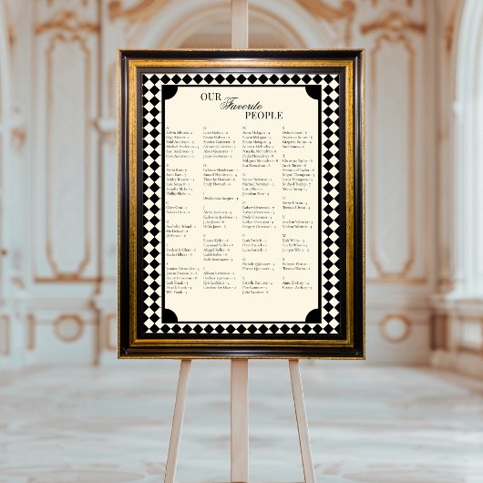 Retro Alfabetische Trouwstoelindeling Poster