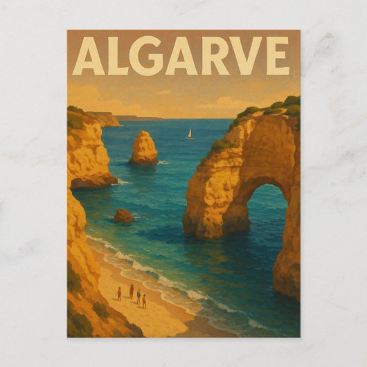  Retro Algarve Portugal reizen Briefkaart (Voorkant)