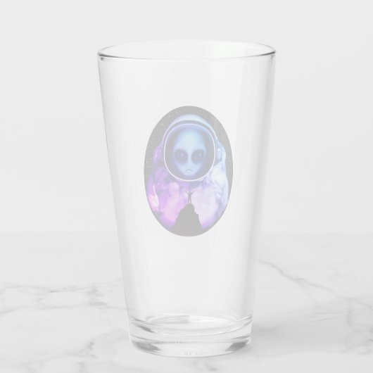 Retro Alien Astronaut Glas (Achterkant)
