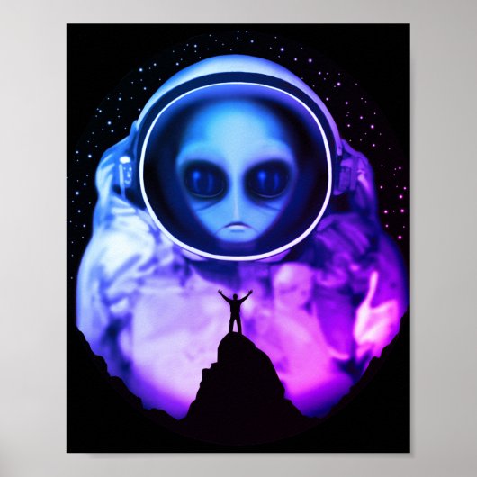 Retro Alien Astronaut Poster (Voorkant)