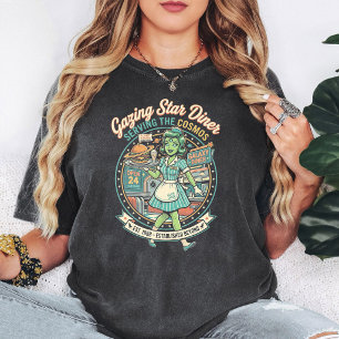 Retro Alien Bediening Sterrenrestaurant T-shirt