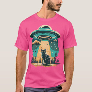 Retro Alien Cat Ufo Galaxy Cat Ufo Cat T-shirt