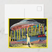 Retro Alien Craft Briefkaart (Voorkant / Achterkant)