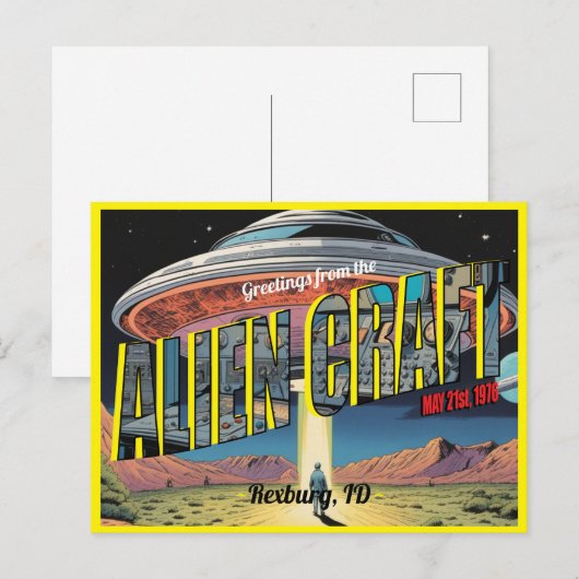 Retro Alien Craft Briefkaart (Voorkant / Achterkant)