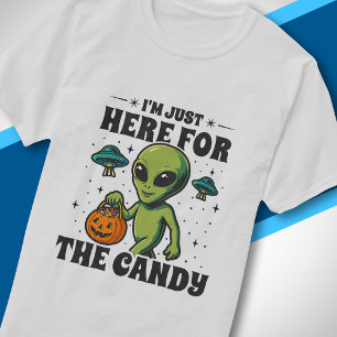 Retro Alien Ik Ben Hier Kijkend Naar De Snoep Hall T-shirt