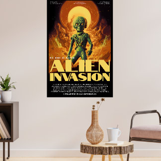 Retro Alien Sci-Fi Film Geïnspireerde Muurposter Poster