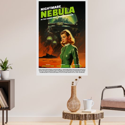 Retro Alien Sci-Fi Movie Inspired Wall Poster (Woonkamer 3)