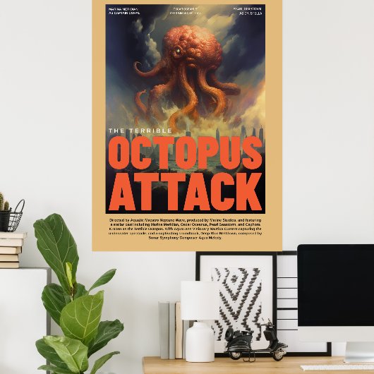 Retro Alien Sci-Fi Movie Inspired Wall Poster (Thuiskantoor)