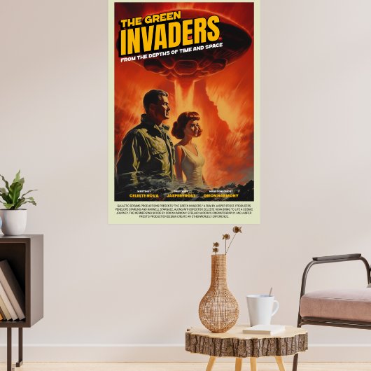 Retro Alien Sci-Fi Movie Inspired Wall Poster (Woonkamer 3)