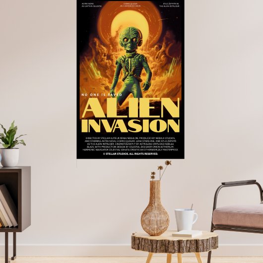Retro Alien Sci-Fi Movie Inspired Wall Poster (Woonkamer 3)