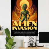 Retro Alien Sci-Fi Movie Inspired Wall Poster (Thuiskantoor)