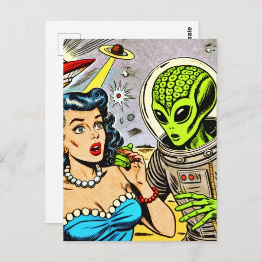 Retro Alien Science Fiction Comics Briefkaart (Voorkant / Achterkant)