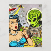 Retro Alien Science Fiction Comics Briefkaart (Voorkant)