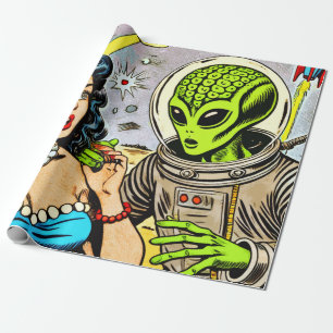 Retro Alien Science Fiction Comics Cadeaupapier