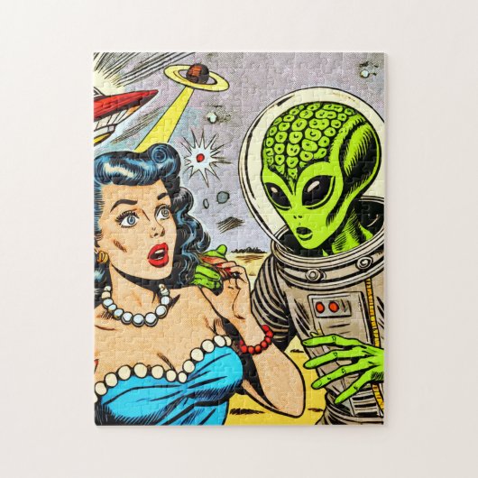 Retro Alien Science Fiction Comics Legpuzzel (Verticaal)
