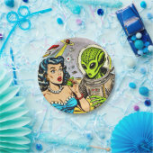 Retro Alien Science Fiction Comics Papieren Bordje (Feest)