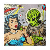 Retro Alien Science Fiction Comics Tegeltje (Voorkant)