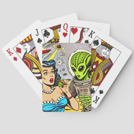 Retro Alien Sciencefiction Strips Pokerkaarten (Achterkant)