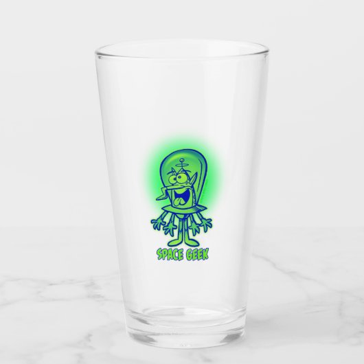 Retro Alien Space Geek Glass Tumbler (Voorkant)