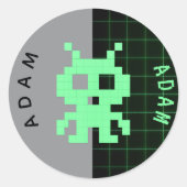 Retro Alien Sticker – Aangepaste naam (Voorkant)
