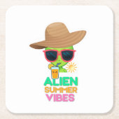 Retro Alien Zomer Strand Sfeer Kartonnen Onderzetters (Voorkant)