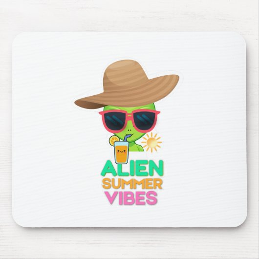 Retro Alien Zomer Strand Sfeer Muismat (Voorkant)