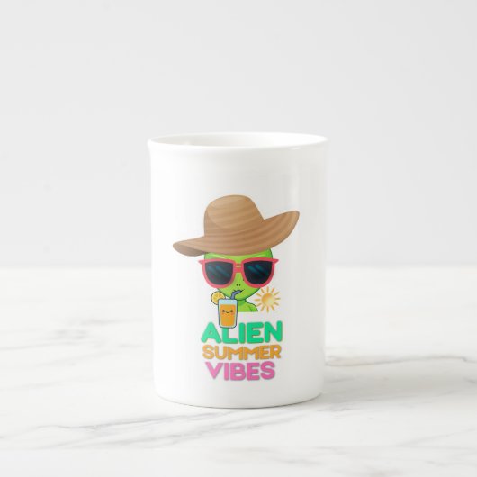Retro Alien Zomer Strand Sfeer Porselein Kop (Voorkant)