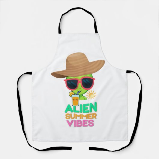 Retro Alien Zomer Strand Sfeer Schort (Voorkant)