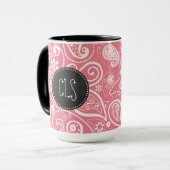 Retro-alkboard; Blush Pink Paisley; Floral Mok (Voorkant links)