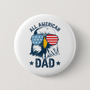 Retro All American Dad 4 juli T-shirt Vader Adelaa Ronde Button 5,7 Cm