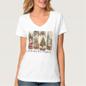 Retro All Booked voor Kerstmis V-Neck T-Shirt (Voorkant)