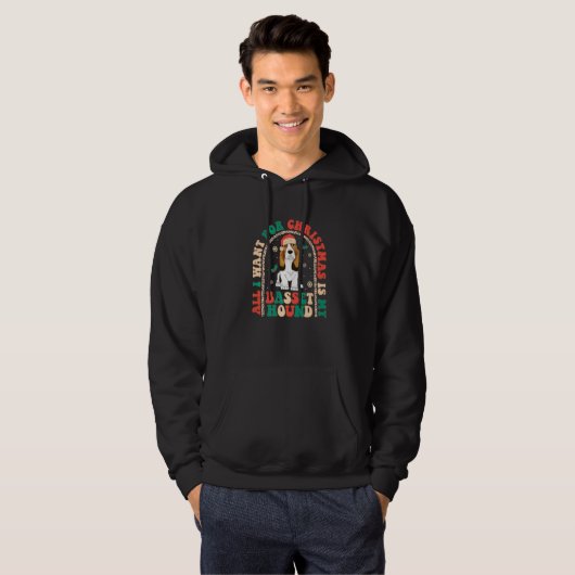 Retro All i want for Christmas is my Basset Hound Hoodie (Voorkant volledig)