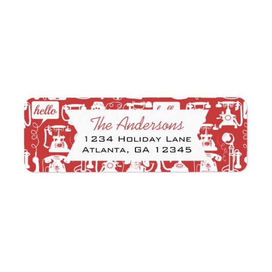 Retro Alle kleurentelefoonpatronen Etiket (Voorkant)