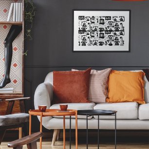 Retro Alle kleurentelefoonpatronen Poster