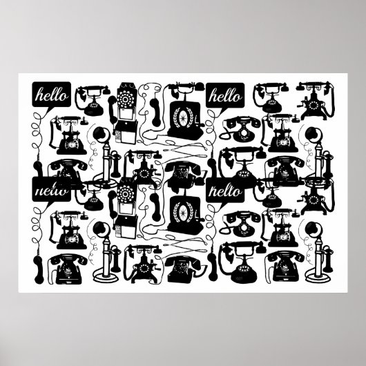 Retro Alle kleurentelefoonpatronen Poster (Voorkant)