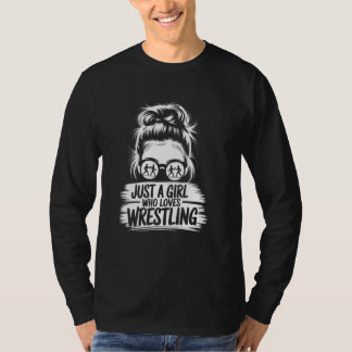 Retro Alleen Een Meisje Dat Van Worstelen Houdt Da T-shirt