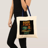 Retro "Alleen goede vibes" Fun & Positive Canvas t Tote Bag (Voorkant (product))