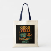 Retro "Alleen goede vibes" Fun & Positive Canvas t Tote Bag (Achterkant)