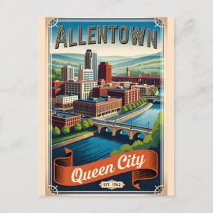 Retro Allentown Pennsylvania Queen City Vintage Briefkaart