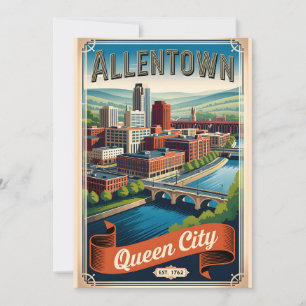 Retro Allentown Pennsylvania Queen City Vintage Feestdagenkaart