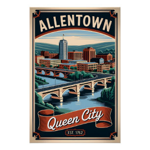 Retro Allentown Pennsylvania Queen City Vintage Perfect Poster