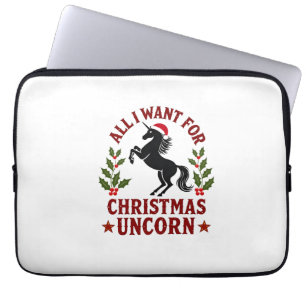 Retro Alles Wat Ik Voor Kerstmis Wil Is Een Eenhoo Laptop Sleeve