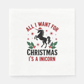 Retro Alles wat ik voor Kerstmis wil is een Eenhoo Servet